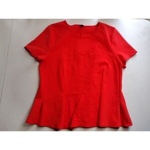 J Crew Red Peplum Top Short Sleeve Crew Neck Women's XL